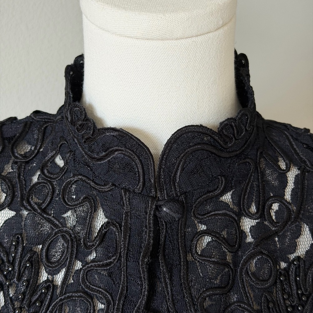 Sassy Thai Black Lace Floral Embroidered Sheer Cardigan Boho Gothic Coquette S/M - Picture 3 of 16